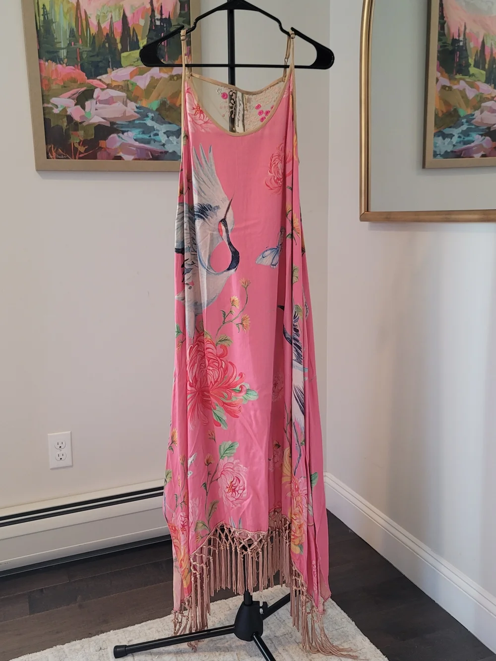 NWT ARATTA Legend of the Crane Viscose Pink Floral Boho Maxi Dress Size S - Picture 3 of 12